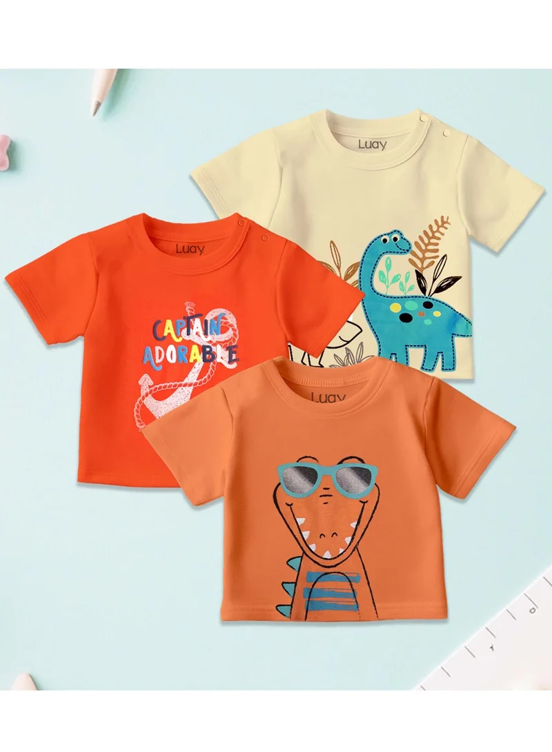 LUAY 100%  Cotton  T-Shirts for Boys & Girls Festive Short Sleeve Styles in Vibrant Colors and Patterns for Kids and Toddlers_Regular Fit